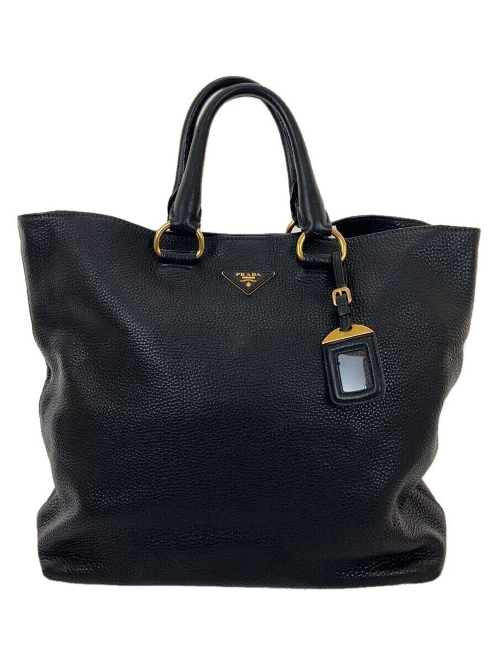 Prada Vitello Daino leather shopping tote bag Black